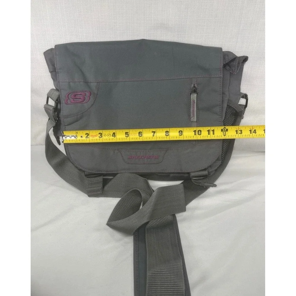 Skechers Messenger Bag Grey Purple Nylon Laptop Crossbody School Travel Bag